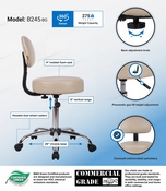 Boss Beige Caressoft Medical Stool W/ Back Cushion, B245-BG